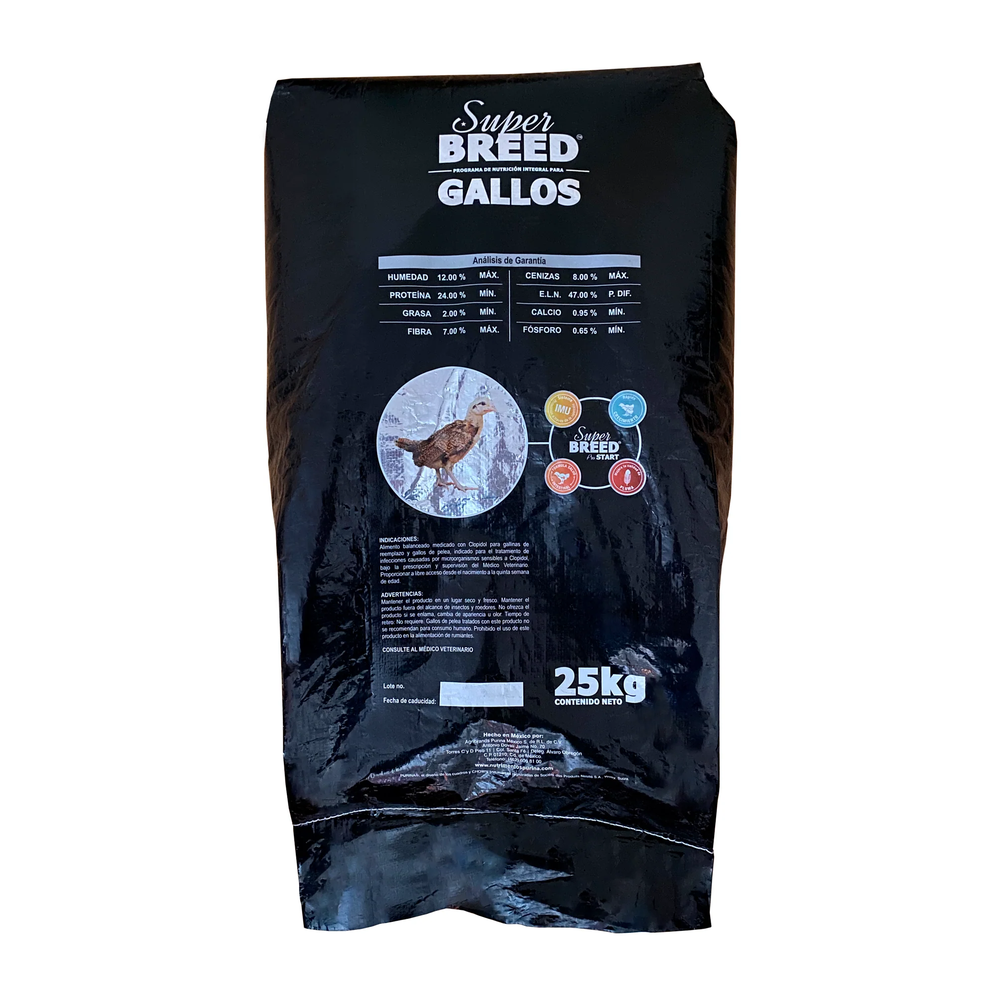 Alimento Para Gallos Super Breed Pro Start 25kg Purina - Imagen 3