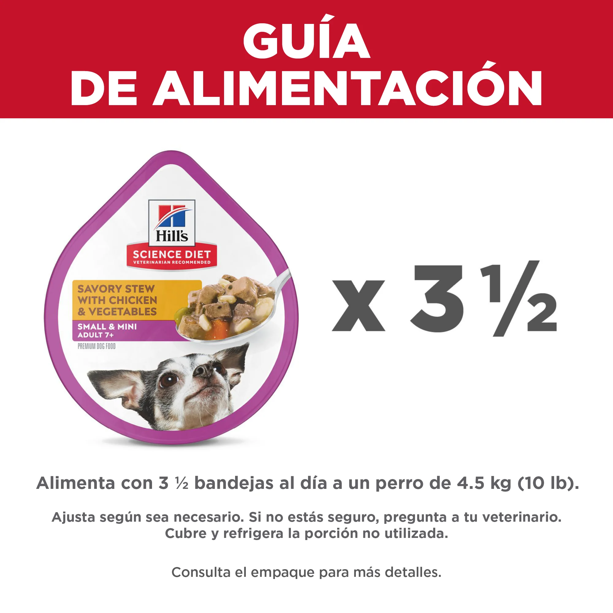 Hill's SD Adult 7+ Small & Mini Alimento Húmedo en cluster para Perro Senior de Raza Pequeña sabor Pollo y Vegetales 99g Caja con 12 charolas - Imagen 5