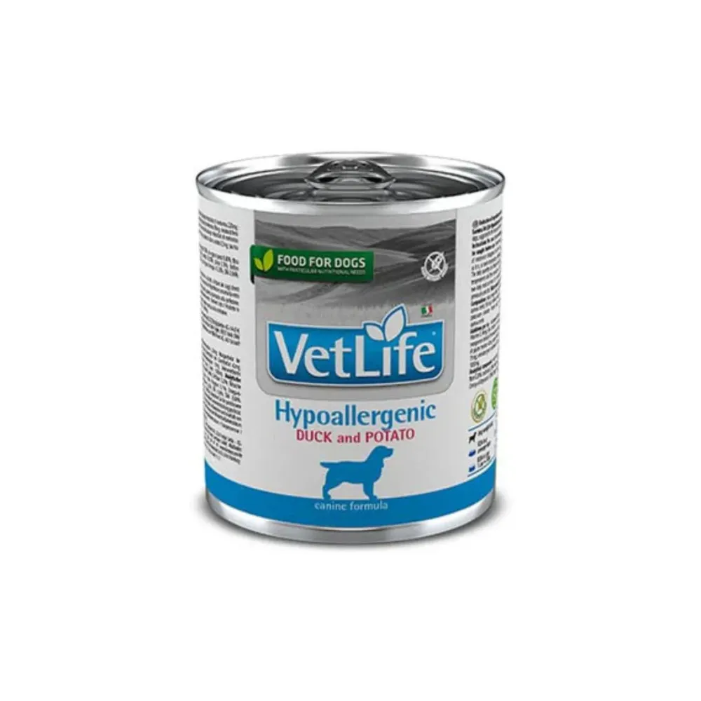Vet Life WF Lata Perro Hipoalergenico Pato 300Gr
