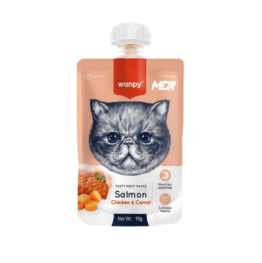 Wanpy Tasty Meat Paste Cat Salmon, Chicken & Carrot 90 Gr