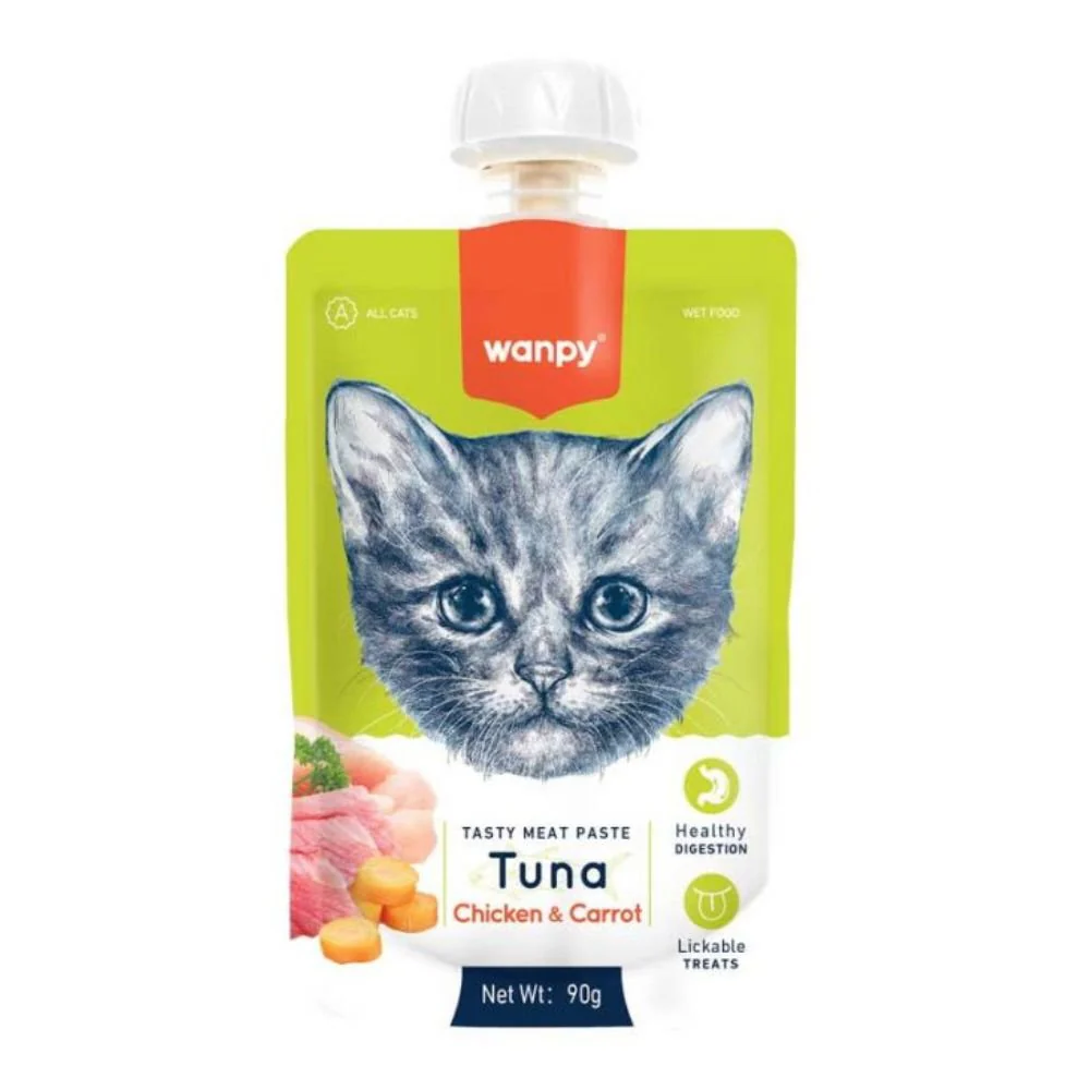 Wanpy Tasty Meat Paste Cat Tuna, Chicken & Carrot 90 Gr