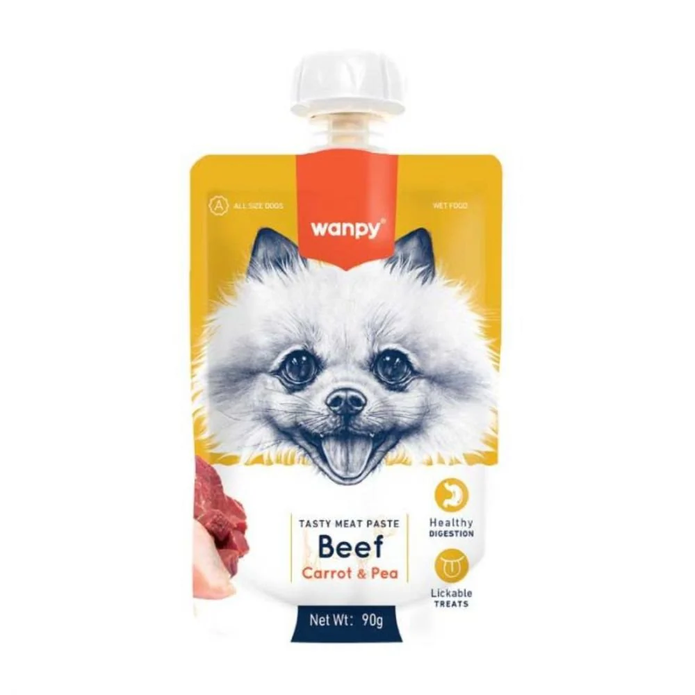 Wanpy Tasty Meat Paste Dog Beef, Carrot & Pea 90 Gr